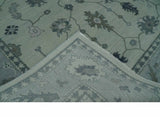 Antique Hand Knotted Beige and Silver Traditional Oushak wool Area Rug