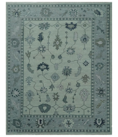 Antique Hand Knotted Beige and Silver Traditional Oushak wool Area Rug