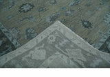 Antique Hand Knotted Beige, Charcoal and Silver Traditional Oushak wool Area Rug
