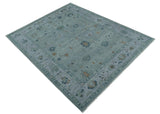 Antique Hand Knotted Charcoal and Gray Traditional Oushak wool Area Rug