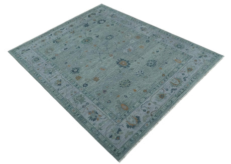 Antique Hand Knotted Charcoal and Gray Traditional Oushak wool Area Rug