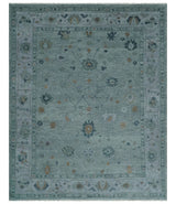 Antique Hand Knotted Charcoal and Gray Traditional Oushak wool Area Rug