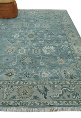Antique Hand Knotted Gray and Beige Traditional Oushak Wool Area Rug