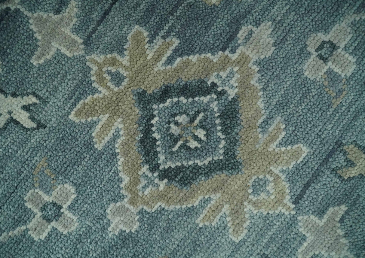 Antique Hand Knotted Gray and Beige Traditional Oushak Wool Area Rug