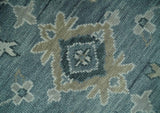Antique Hand Knotted Gray and Beige Traditional Oushak Wool Area Rug