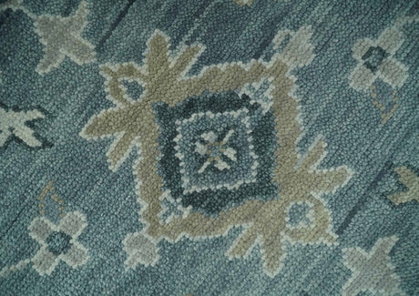 Antique Hand Knotted Gray and Beige Traditional Oushak Wool Area Rug