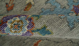 Antique Hand Knotted Gray, Beige and Blue Traditional Oushak Vintage Style Multi Size Wool area Rug