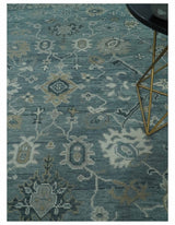 Antique Hand Knotted Oushak Gray and Silver Traditional wool Area Rug