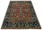 Antique Hand Knotted Rust and Black Traditional Persian Custom Made Wool Area Rug