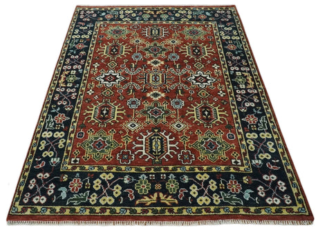 Antique Hand Knotted Rust and Black Traditional Persian Custom Made Wool Area Rug