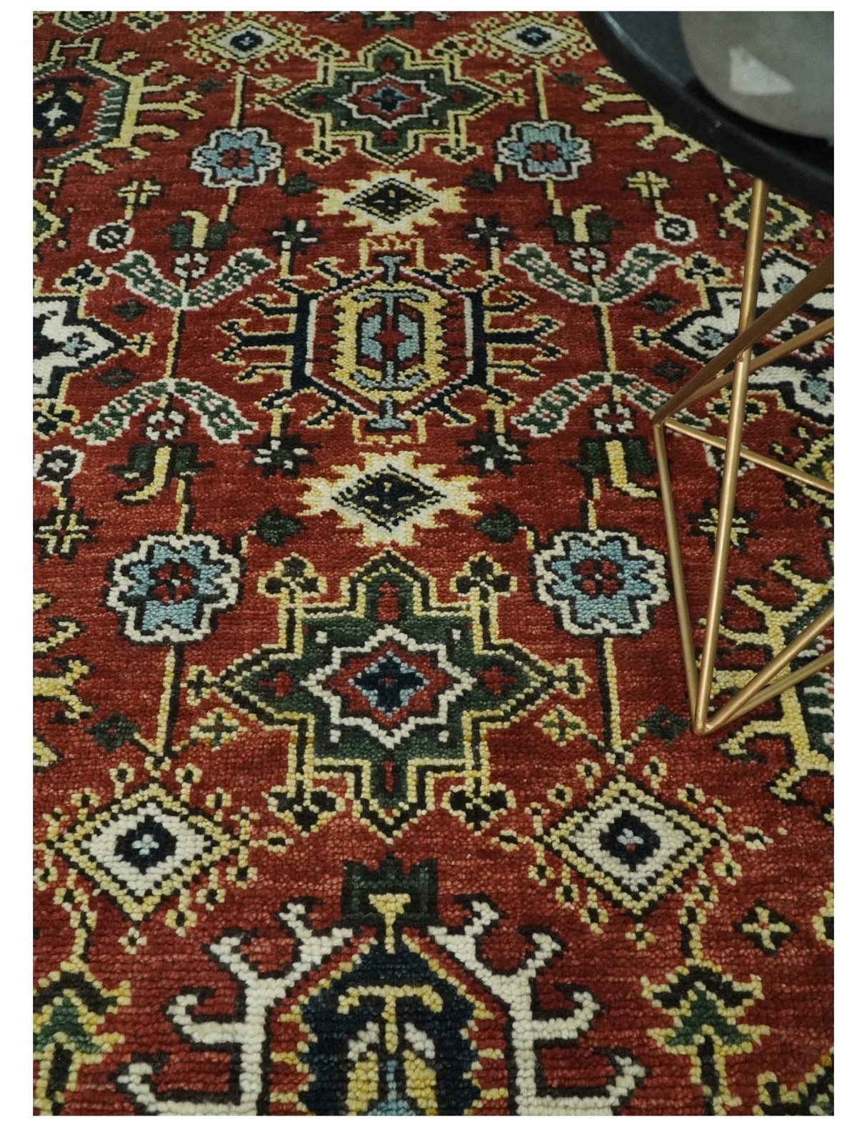 Antique Hand Knotted Rust and Black Traditional Persian Custom Made Wool Area Rug