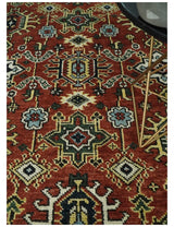 Antique Hand Knotted Rust and Black Traditional Persian Custom Made Wool Area Rug