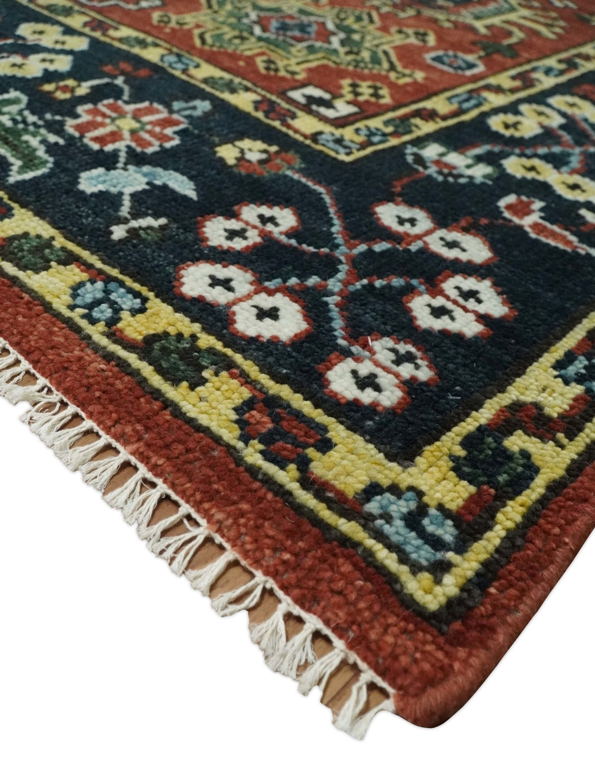 Antique Hand Knotted Rust and Black Traditional Persian Custom Made Wool Area Rug