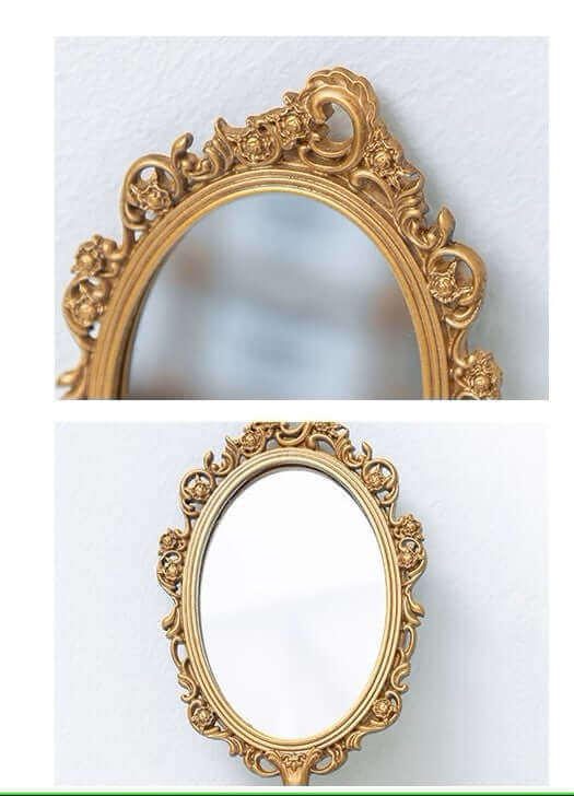 Antique Handheld Mirror with Ornate Gold Frame-Mirror-Parc Decor