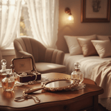 Antique Handheld Mirror with Ornate Gold Frame-Mirror-Parc Decor