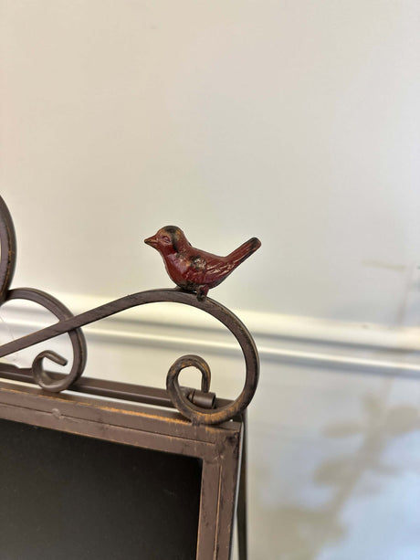 Antique Iron Chalkboard Easel with Heart Scroll and Birds-Chalkboard-Parc Decor