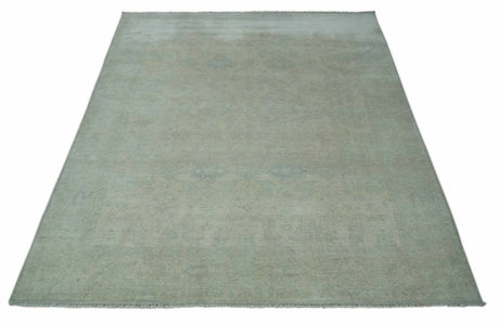 Antique look Beige and Gray Hand Knotted Oriental Oushak 8x10 wool Area Rug
