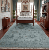 Antique look Bluish Gray Hand knotted Traditional Oushak Multi Size wool area Rug