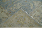 Antique look Charcoal and Beige Hand knotted Traditional Oushak wool Area Rug
