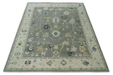 Antique look Gray and Beige Traditional Oushak Custom Made Wool Area Rug