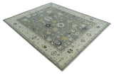 Antique look Gray and Beige Traditional Oushak Custom Made Wool Area Rug