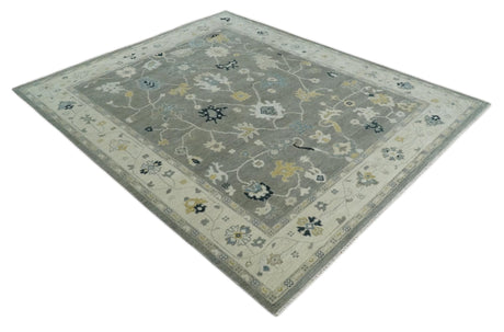 Antique look Gray and Beige Traditional Oushak Custom Made Wool Area Rug