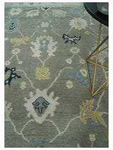 Antique look Gray and Beige Traditional Oushak Custom Made Wool Area Rug