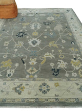 Antique look Gray and Beige Traditional Oushak Custom Made Wool Area Rug