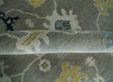 Antique look Gray and Beige Traditional Oushak Custom Made Wool Area Rug