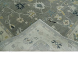 Antique look Gray and Beige Traditional Oushak Custom Made Wool Area Rug
