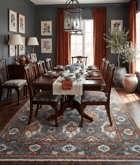 Antique look Gray And Rust Hand knotted Traditional Oushak Multi Size Area Rug