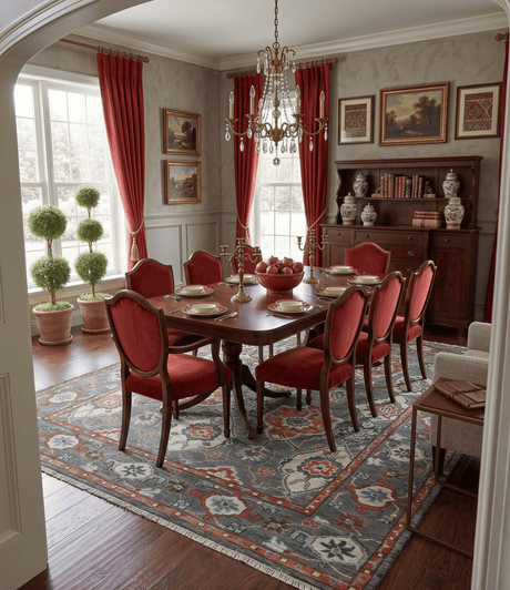 Antique look Gray And Rust Hand knotted Traditional Oushak Multi Size Area Rug