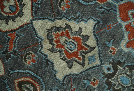 Antique look Gray And Rust Hand knotted Traditional Oushak Multi Size Area Rug