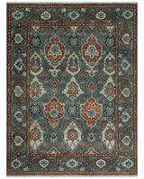 Antique look Gray And Rust Hand knotted Traditional Oushak Multi Size Area Rug