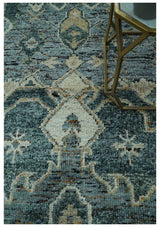 Antique look Gray and Silver 5.6x8.6 Traditional Large Design Hand Knotted wool Rug