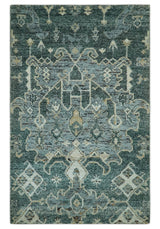 Antique look Gray and Silver 5.6x8.6 Traditional Large Design Hand Knotted wool Rug