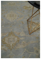 Antique look Gray, Beige and Olive Hand knotted Traditional Oushak 9x12 wool Area Rug