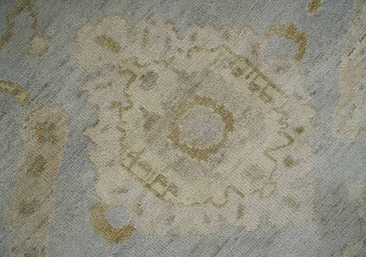 Antique look Gray, Beige and Olive Hand knotted Traditional Oushak 9x12 wool Area Rug