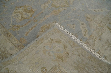 Antique look Gray, Beige and Olive Hand knotted Traditional Oushak 9x12 wool Area Rug