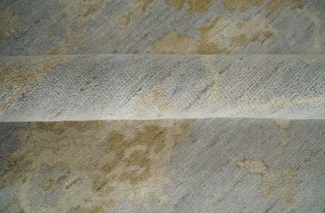 Antique look Gray, Beige and Olive Hand knotted Traditional Oushak 9x12 wool Area Rug