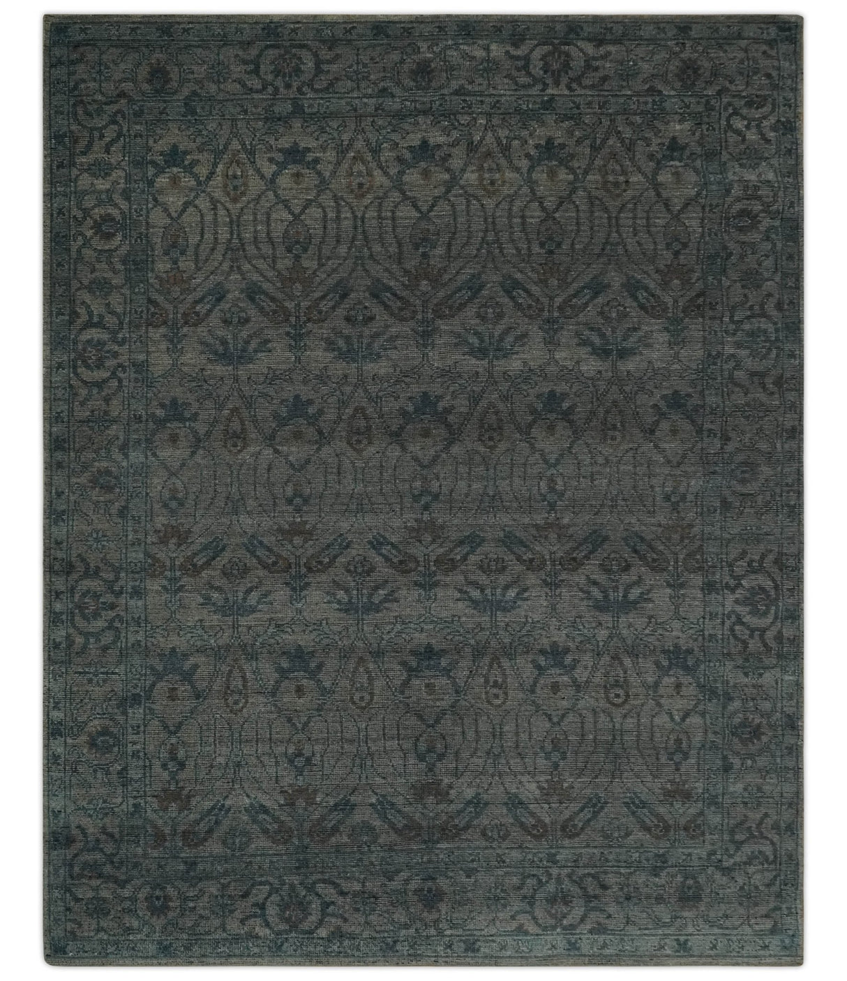 Antique look Gray, Taupe and Gray 8x10 Traditional Design wool Rug