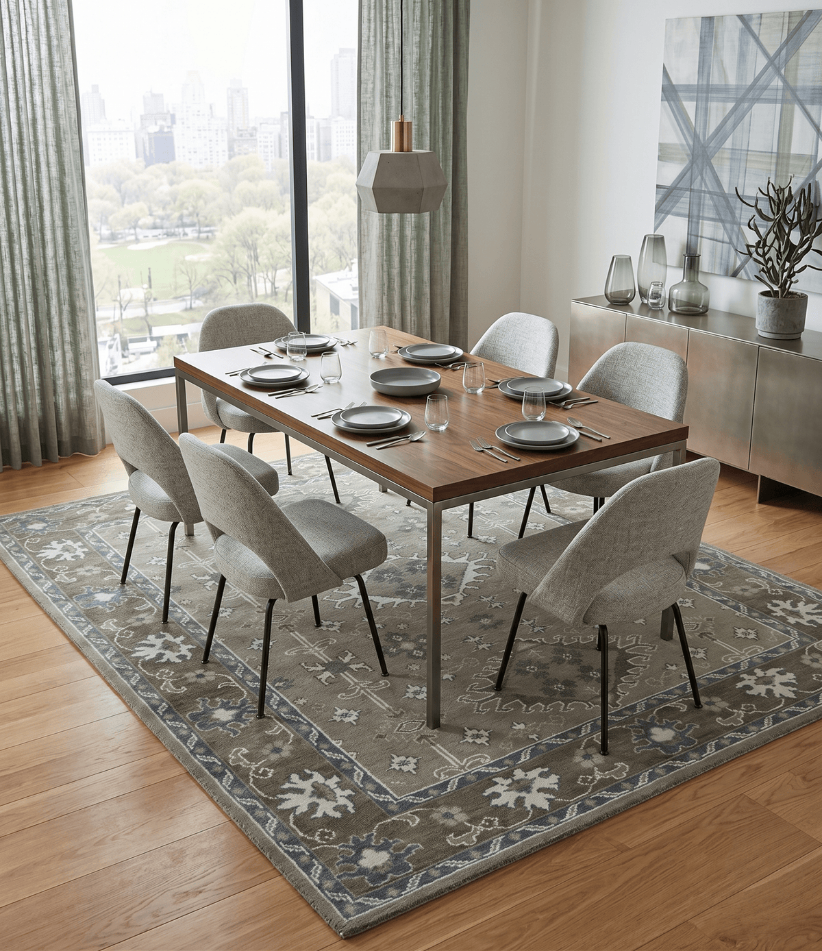 Antique look Grayish-Green and Ivory Hand Knotted Traditional Heriz Custom Made wool Area Rug