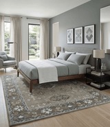 Antique look Grayish-Green and Ivory Hand Knotted Traditional Heriz Custom Made wool Area Rug