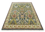 Antique look Hand knotted Green and Gray Traditional Large design wool Area Rug