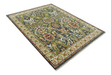 Antique look Hand knotted Green and Gray Traditional Large design wool Area Rug