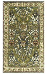 Antique look Hand knotted Green and Gray Traditional Large design wool Area Rug