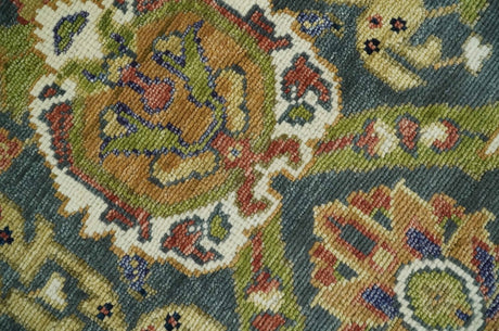Antique look Hand knotted Green and Gray Traditional Large design wool Area Rug