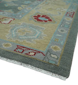 Antique look Hand Knotted Silver and Beige Traditional Oushak Wool Area Rug