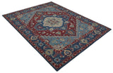 Antique look Maroon and Blue Hand Tufted Traditional Medallion wool Area Rug
