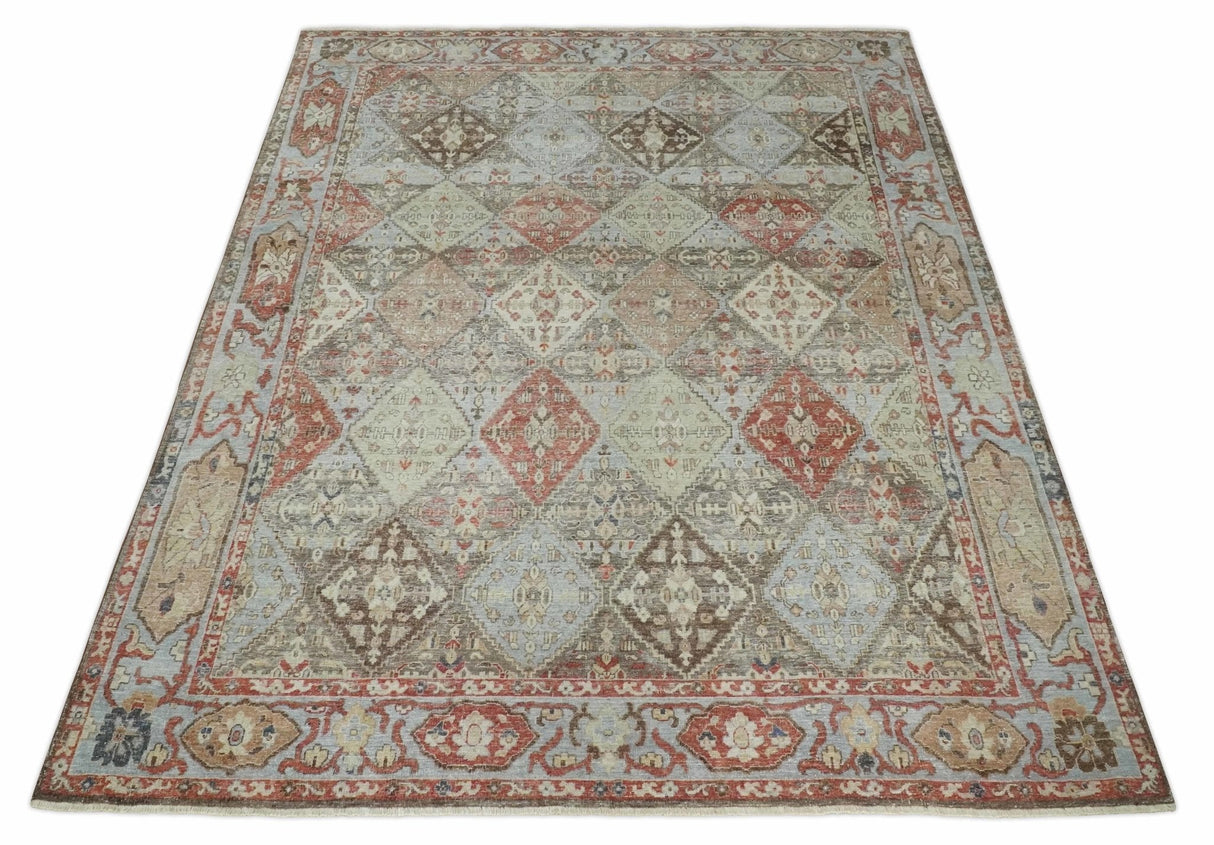 Antique look Multicolor Tribal Hand Knotted Distressed finished Oxidized Wool Area Rug